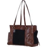Ashwood Leather Pet Carrier Tote Bag with Mesh Panels in Tan: K9-T02
