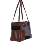 Ashwood Leather Pet Carrier Tote Bag with Mesh Panels in Tan: K9-T02