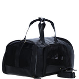 Ashwood Leather Expandable Travel Carrier Bag for Dogs & Cats in Black: K9-T01