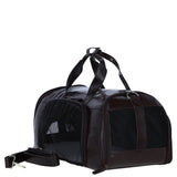 Ashwood Leather Expandable Travel Carrier Bag for Dogs & Cats in Brown: K9-T01