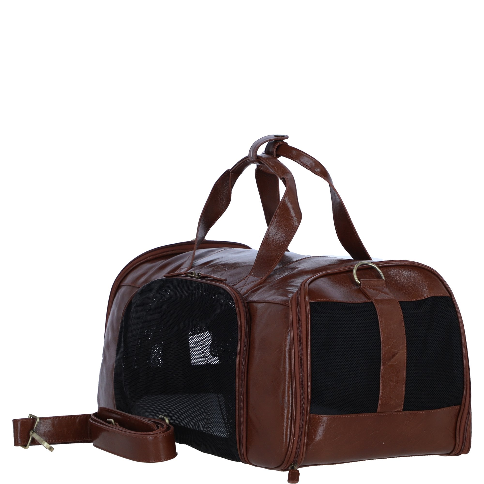 Ashwood Leather Expandable Travel Carrier Bag for Dogs & Cats in Tan: K9-T01