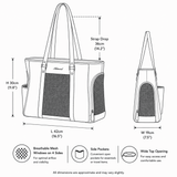 Ashwood Leather Pet Carrier Tote Bag with Mesh Panels in Tan: K9-T02