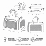 Ashwood Leather Expandable Travel Carrier Bag for Dogs & Cats in Black: K9-T01