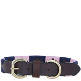 Ashwood Leather Handmade Patchwork Dog Collar in Brn/navy/pink: k9-c06