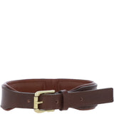 Ashwood Leather Padded Dog Collar with Solid Brass D-Ring Attachment in Brown – K9-C05