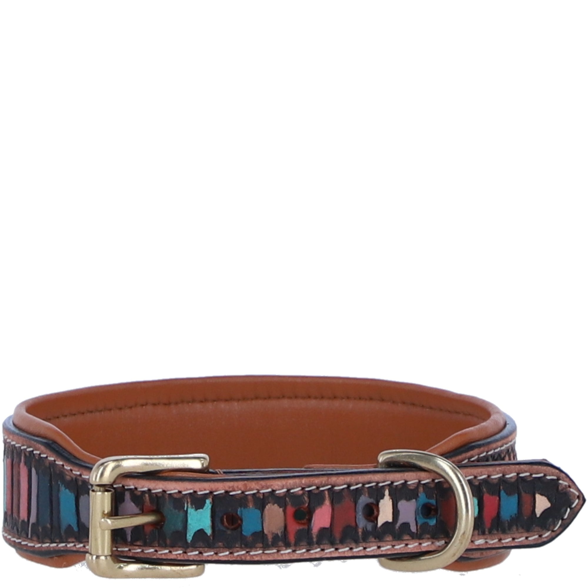Ashwood Leather Handcrafted & Hand-Painted Multi-Colour Sunflower Design Dog Collar: K9-C15