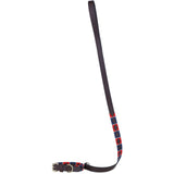 Ashwood Leather Handmade Patchwork Dog Lead in Brn/navy/red: k9-L06