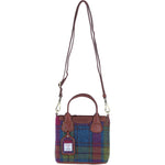 Ashwood Leather & Harris Tweed® Cloth Handbag with Removable Crossbody Strap Tan/Purple: TW-21-13-TP