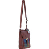 Ashwood Leather & Harris Tweed® Cloth Crossbody Bag Tan/Purple: TW-24-13-TP