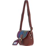 Ashwood Leather & Harris Tweed® Cloth Saddle Bag Tan/Purple: TW-26-013-TP