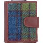 Ashwood Leather & Harris Tweed® Cloth Three compartment wallet Tan/Purple: TW-12-13-TP