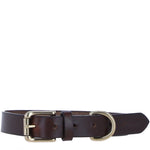 Genuine Leather Collar with Brass Hardware & Adjustable Buckle Fastening in Brown: K9-C12