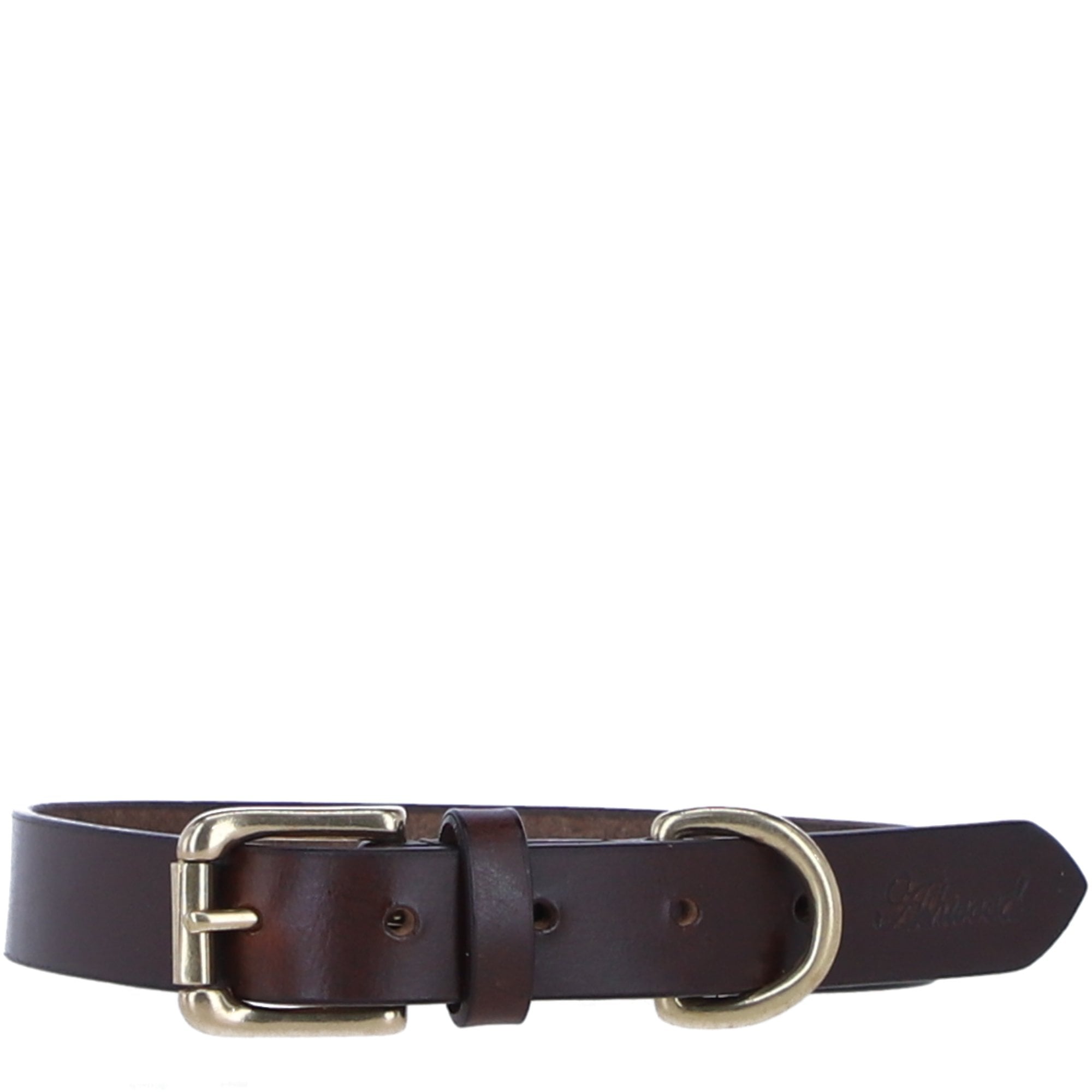 Genuine Leather Collar with Brass Hardware & Adjustable Buckle Fastening in Brown: K9-C12