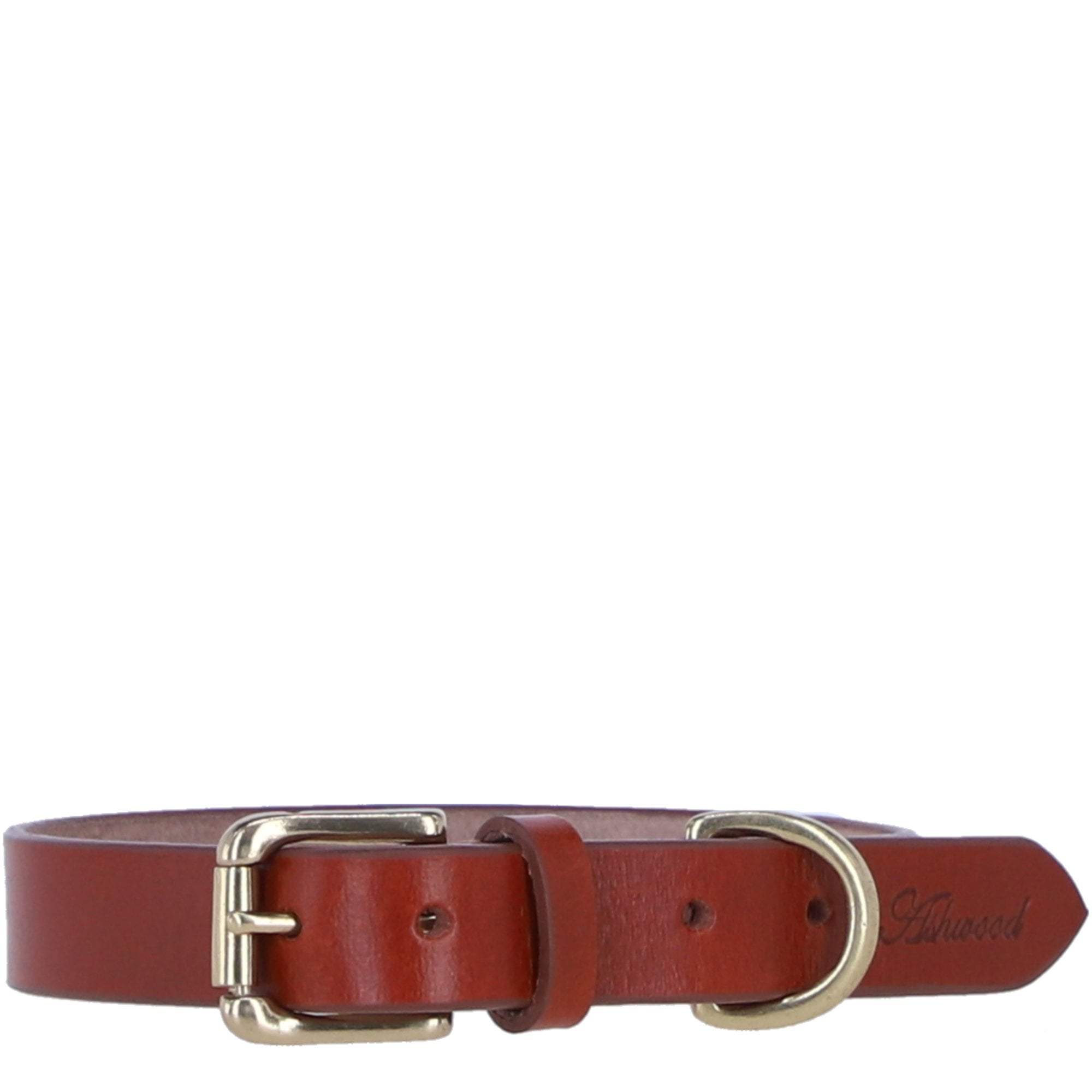 Genuine Leather Collar with Brass Hardware & Adjustable Buckle Fastening in Tan: K9-C12