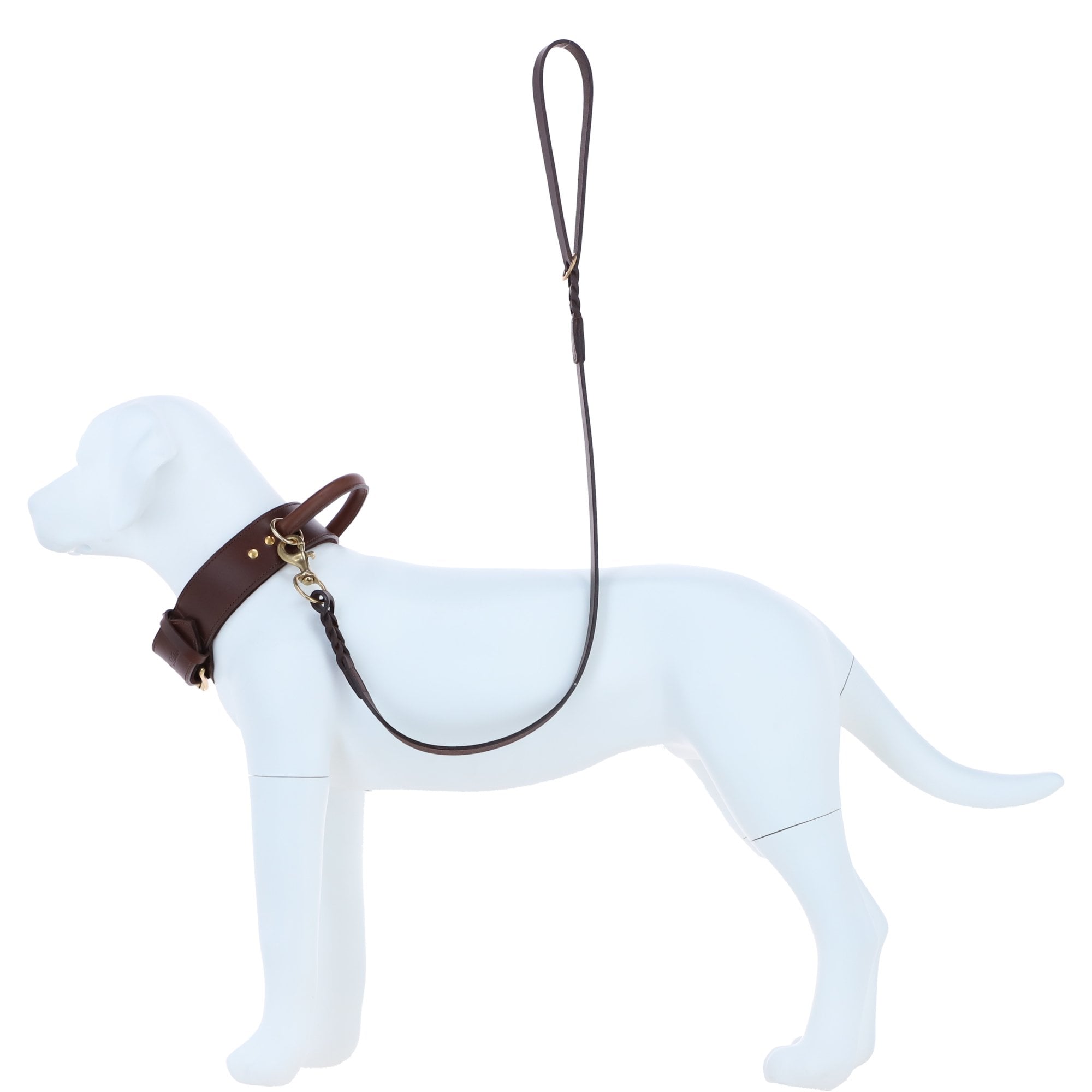 Ashwood Leather Dog Lead Genuine Leather with Hand-Braided Detail Brown: K9-L02