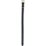 Genuine Leather Collar with Brass Hardware & Adjustable Buckle Fastening in Black: K9-C12