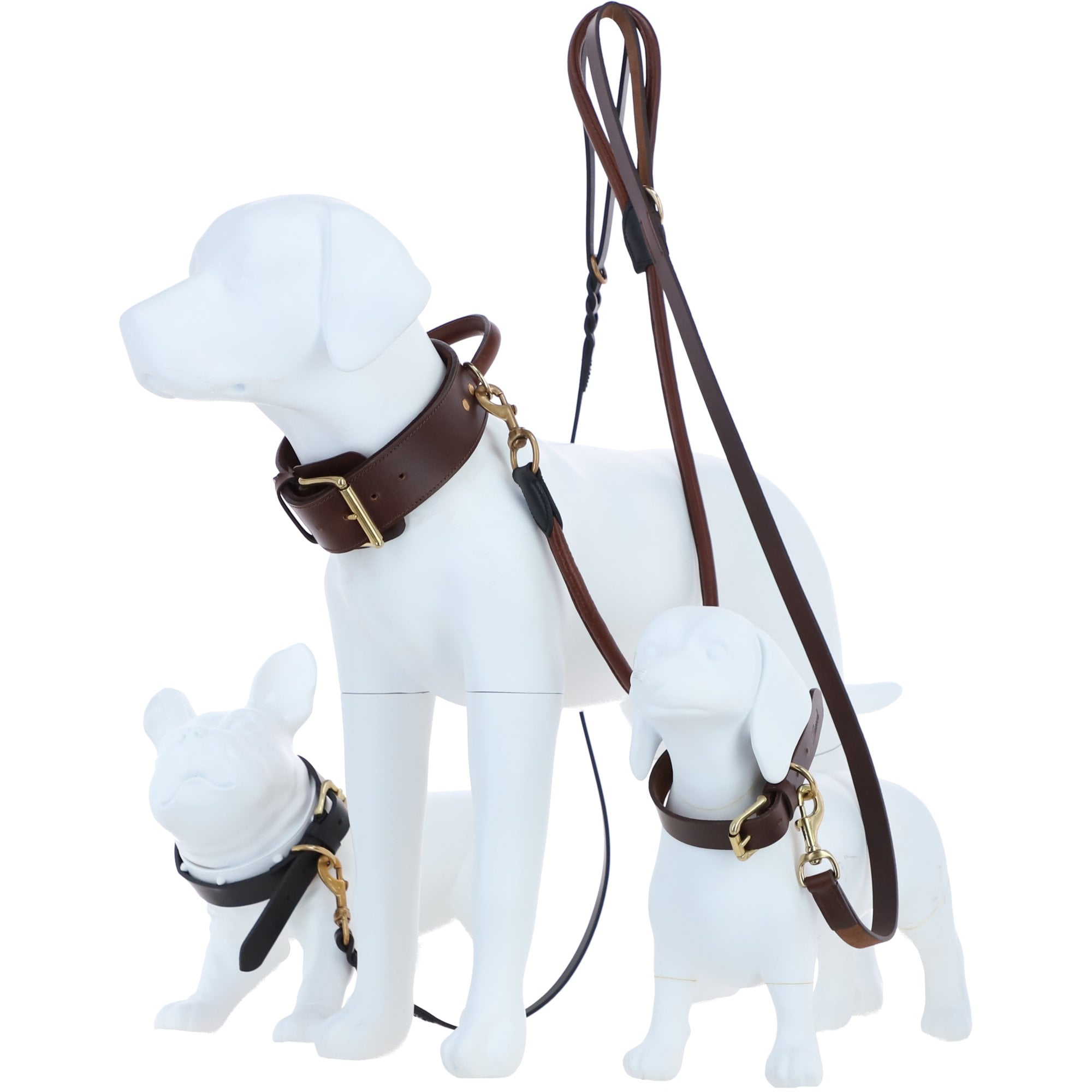 Ashwood Leather Dog Collar with Grab Handle in Brown: K9-C04