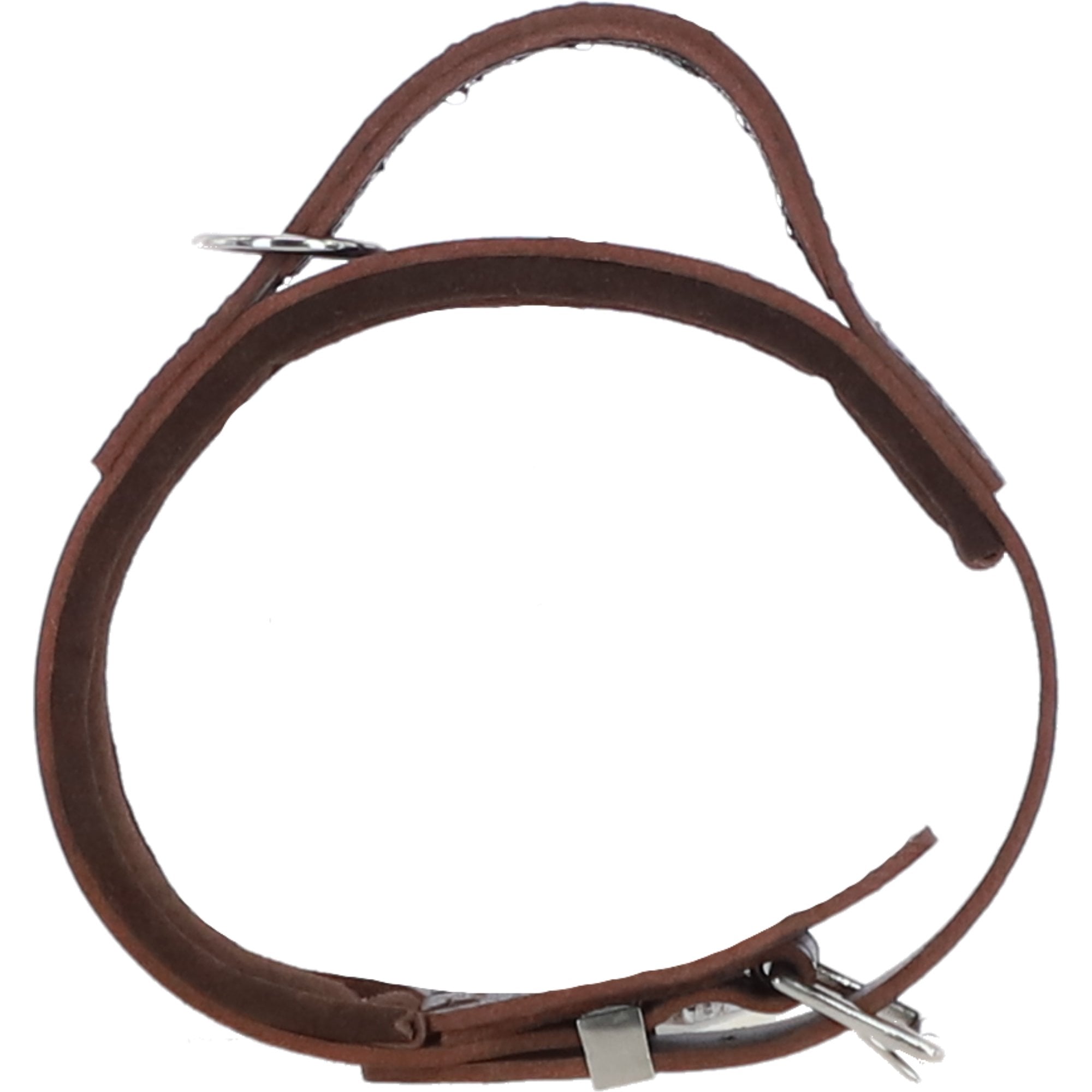 Ashwood Leather Suede Lined Padded Dog Collar with Agitation Handle & Stainless Steel Hardware in Brown – K9-C02