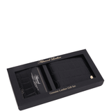 Ashwood Leather Croc Embossed Wallet & Card Holder Gift Set in Black: 30933