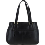 Ashwood Womens Three Section Leather Shoulder Bag Black: V-31