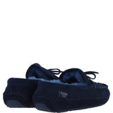 Men Classic Suede Sheepskin Moccasins Navy: Mens Moccasins