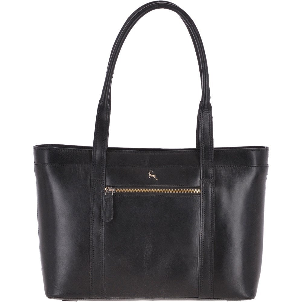 Vegetable Tanned Leather Bag Black: V-23