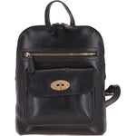 Vegetable Tanned Small Leather Backpack Black: V-25