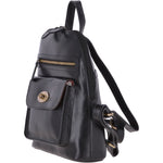 Vegetable Tanned Small Leather Backpack Black: V-25