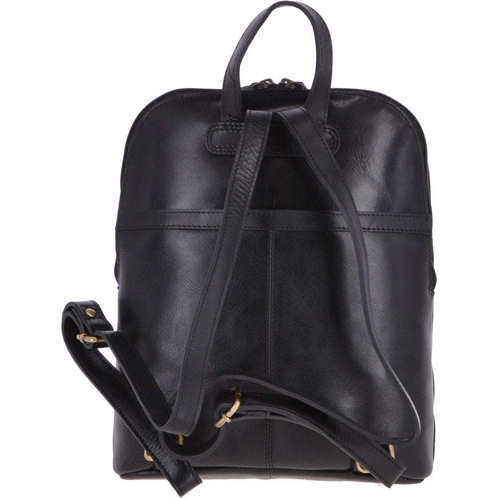 Vegetable Tanned Small Leather Backpack Black: V-25
