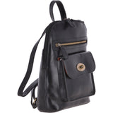 Vegetable Tanned Small Leather Backpack Black: V-25