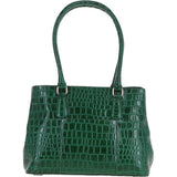 Ashwood Leather Crocodile Print Two Section With Mid Purse Bag Green: C-54