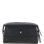 Mens Leather Washbag Black: GB Milo