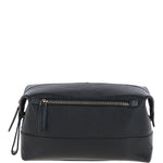 Mens Leather Washbag Black: GB Milo