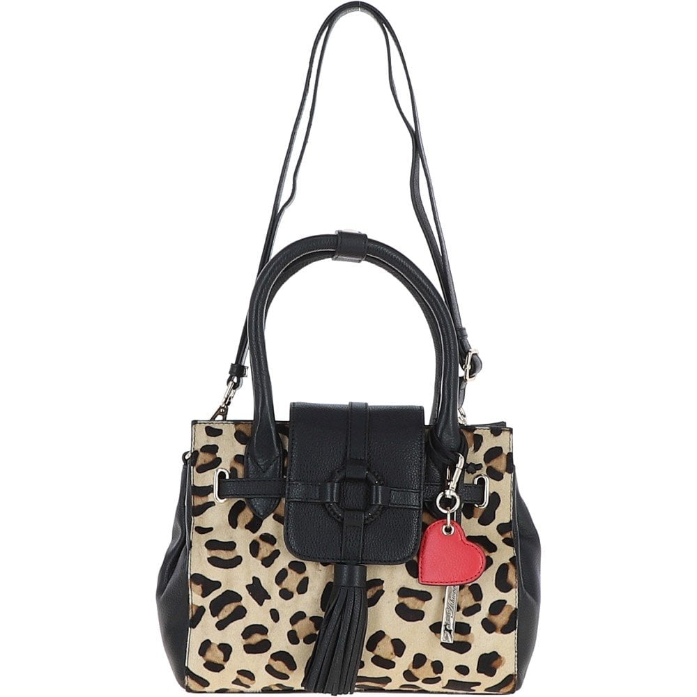 Ashwood Ladies Leather Tote Bag Black/leopard: J-12