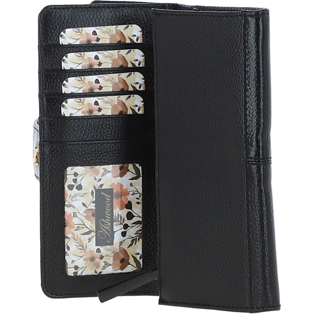 14 Card RFID Protected Large Leather Purse Black: S1
