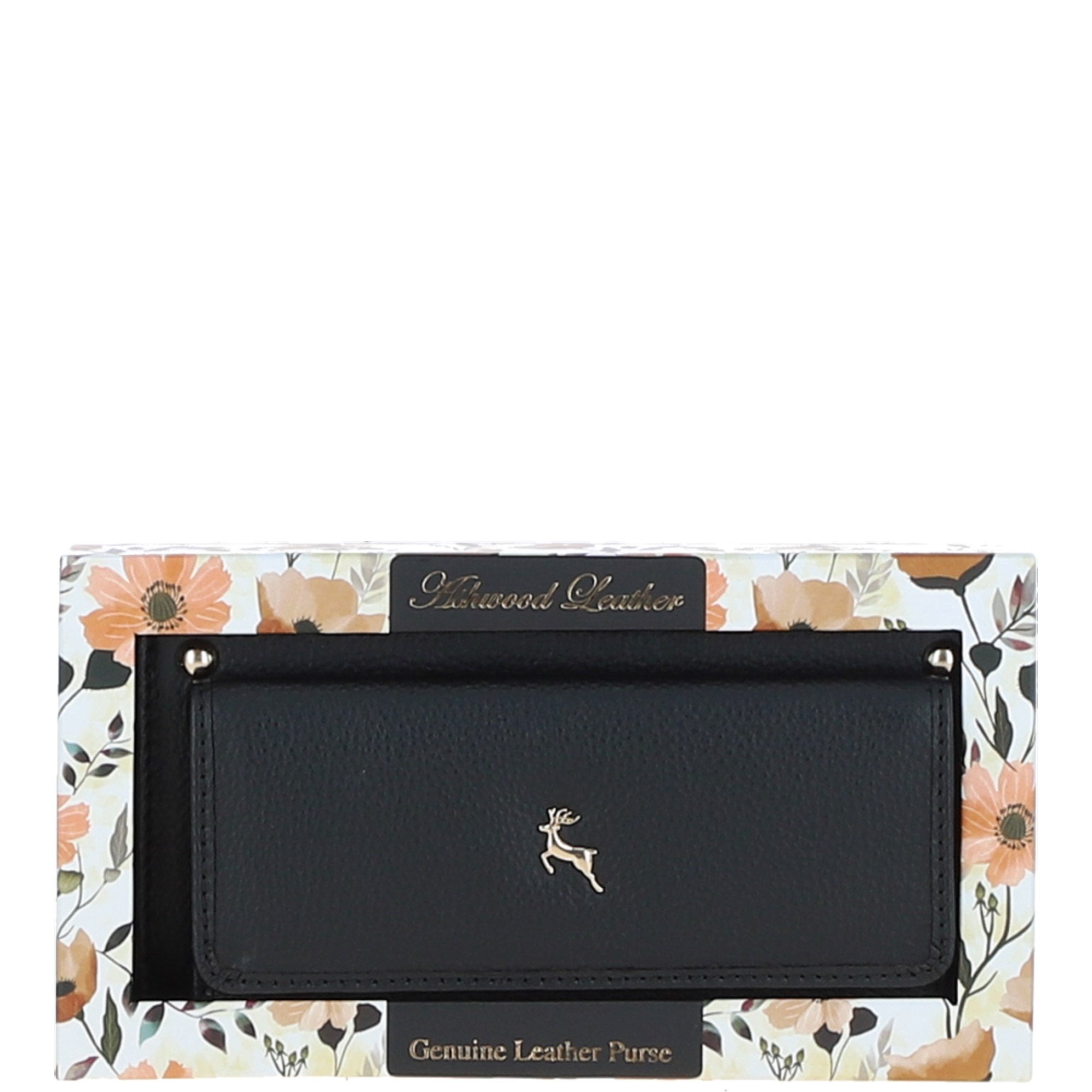14 Card RFID Protected XL Leather Purse Black: S2
