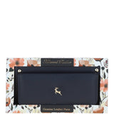 14 Card RFID Protected XL Leather Purse Navy: S2