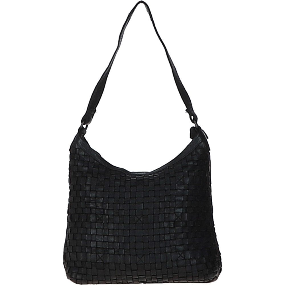 Ashwood Vintage Woven Leather Shoulder Bag Black: D-77