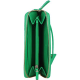 Large Quilted Leather Zip Around Note And Coin Purse Green: QUILTED PURSES