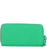 Large Quilted Leather Zip Around Note And Coin Purse Green: QUILTED PURSES