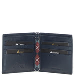 Men's Leather Wallet & Key Ring Gift Set Navy/grey/red: GB-301-GS