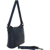 Vintage Woven Leather Shoulder Bag Navy: D-73