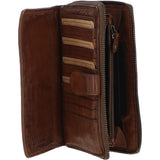 Vintage Woven Leather Zip Around Large 22 Card Coin Note Purse Taupe: D-84