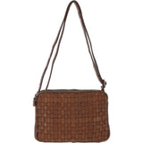 Vintage Woven Leather Shoulder Bag Taupe: D-73