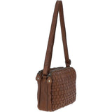 Vintage Woven Leather Shoulder Bag Taupe: D-73