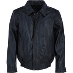 Men's Real Leather Brando Bomber Jacket Black: AWM-601