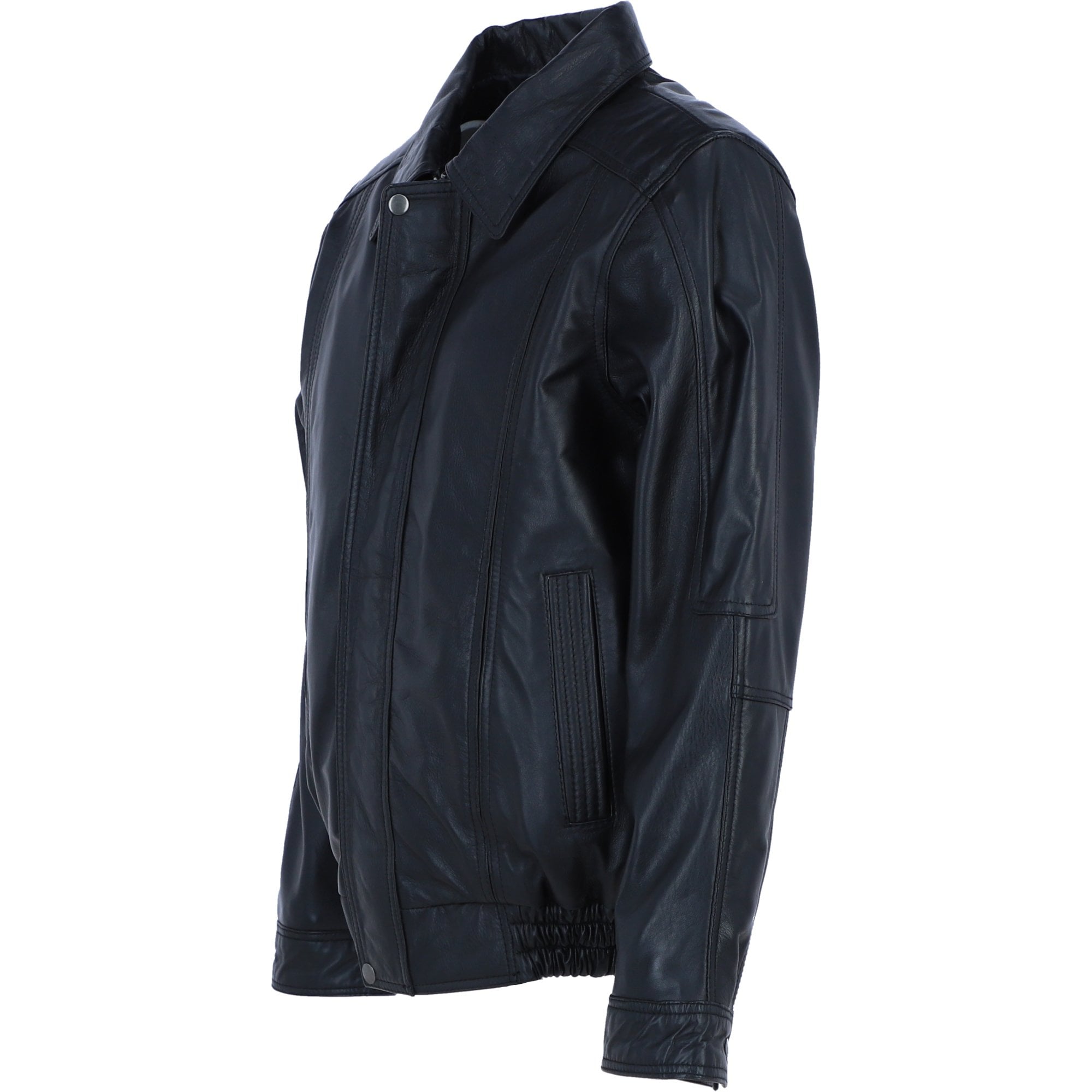 Men's Real Leather Brando Bomber Jacket Black: AWM-601