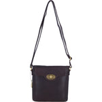 Genuine Leather Crossbody Bag with Zip Top Closure for Women in Brown: L-33
