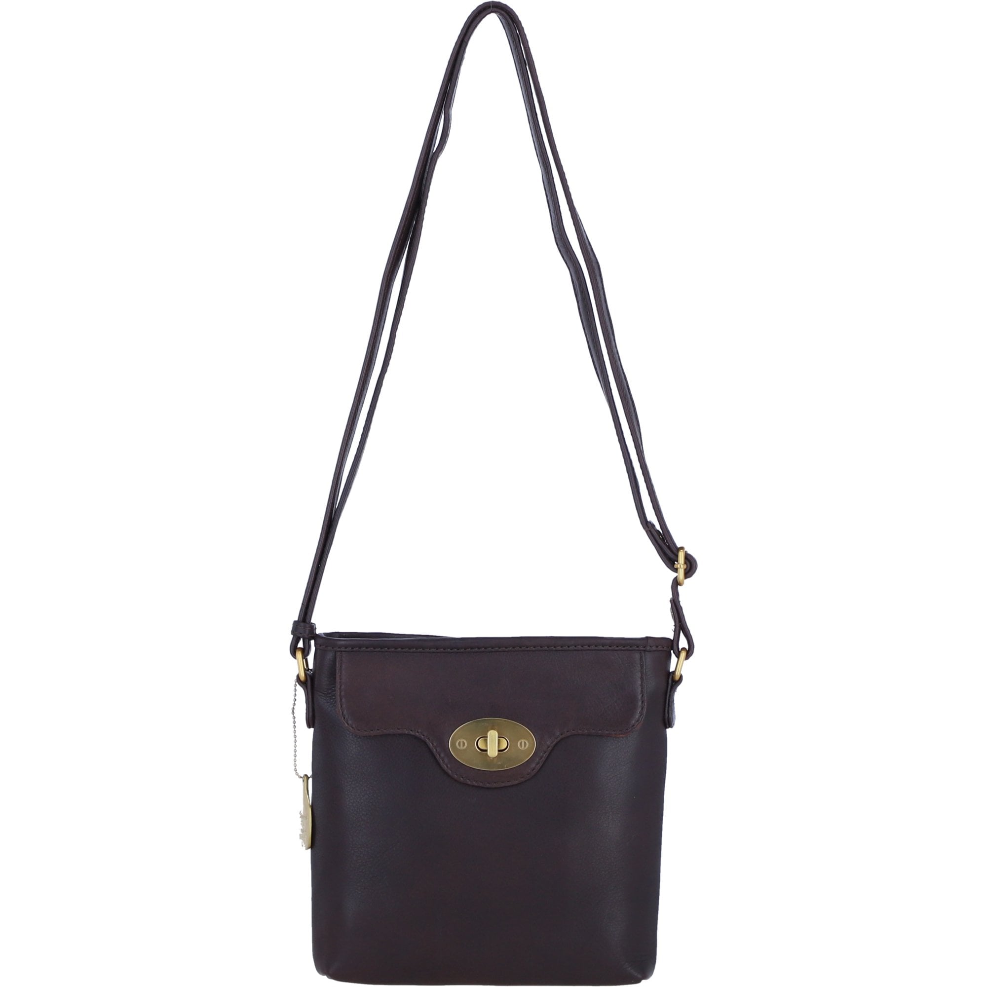 Genuine Leather Crossbody Bag with Zip Top Closure for Women in Brown: L-33