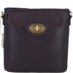 Genuine Leather Crossbody Bag with Zip Top Closure for Women in Brown: L-33